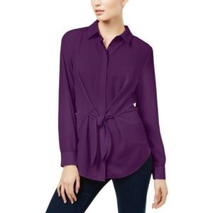 Last One! NWT INC Purple Tie Front Top